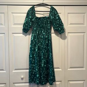 Hill House Nelsi Nap Dress in Emerald Botanical - Size Medium